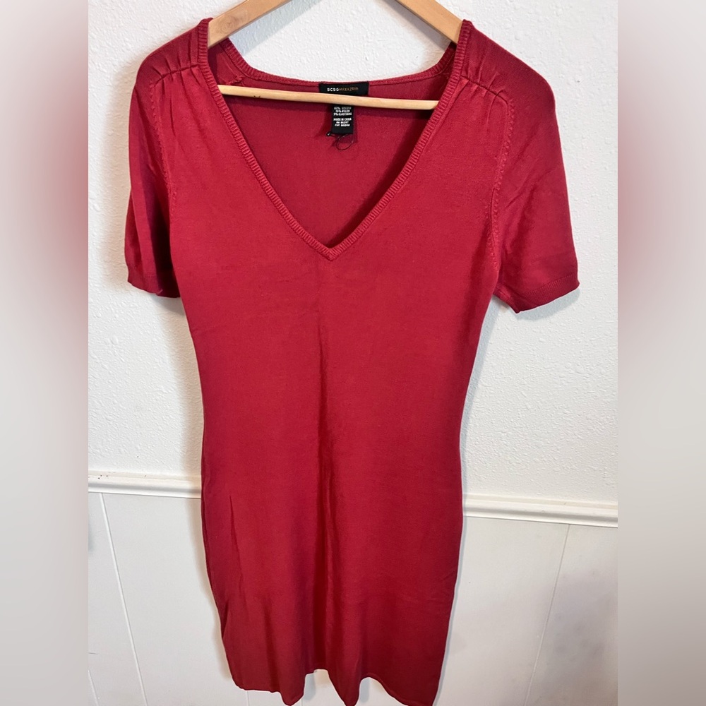 BCBGMaxAzria Burnt Orange form fitting sweater dress
